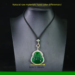 Elegant Faux Jade Emperor Character Pendant Necklace for Men and Women - Natural Stone for Authority, Protection and Spiritual Harmony