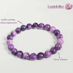 1pc Purple Lepidolite Bracelet - Elastic Stretch Lithium-Rich Stone Beads for Casual Style & Mother’s Day Gift