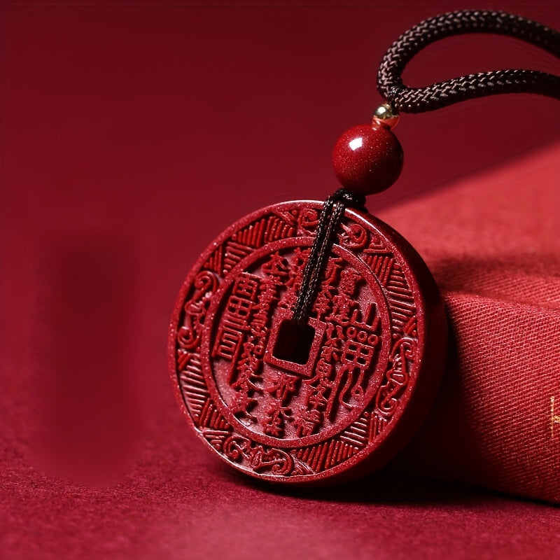 Fidelity Cinnabar Mountain Ghost Spending Money Pendant Auspicious Energy Prosperity Amulet Daily Protection Ethnic Style Necklace