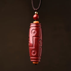 Chic Red Cinnabar Stone Bead Pendant Necklace Auspicious Energy Prosperity Amulet Daily Wear Unisex