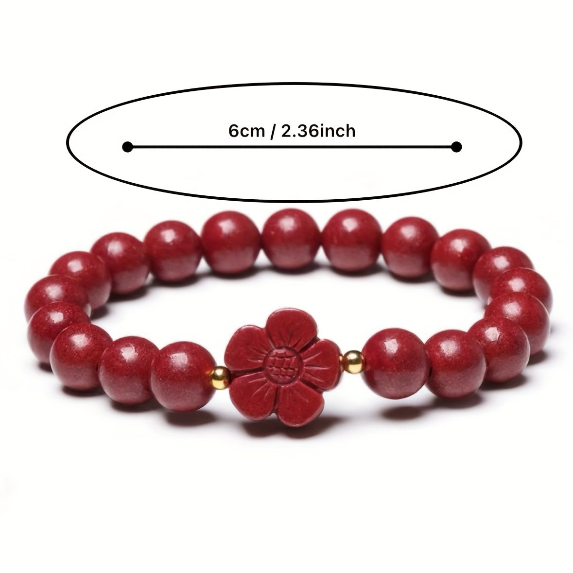 Natural Jet Bead Bracelet Golden Floral Charm December Birthstone Prosperity Energy Heartfelt Gift