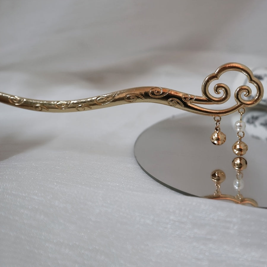 Ancient Style Hairpin with Cloud Design - Silver Metal Hair Accessory for Ethnic Hairstyles - Mindful Energy Flow & Spiritual Symbolism