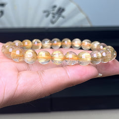 Bohemian Yellow Crystal Bracelet - 6mm Smooth Beads for Energy Flow & Daily Elegance