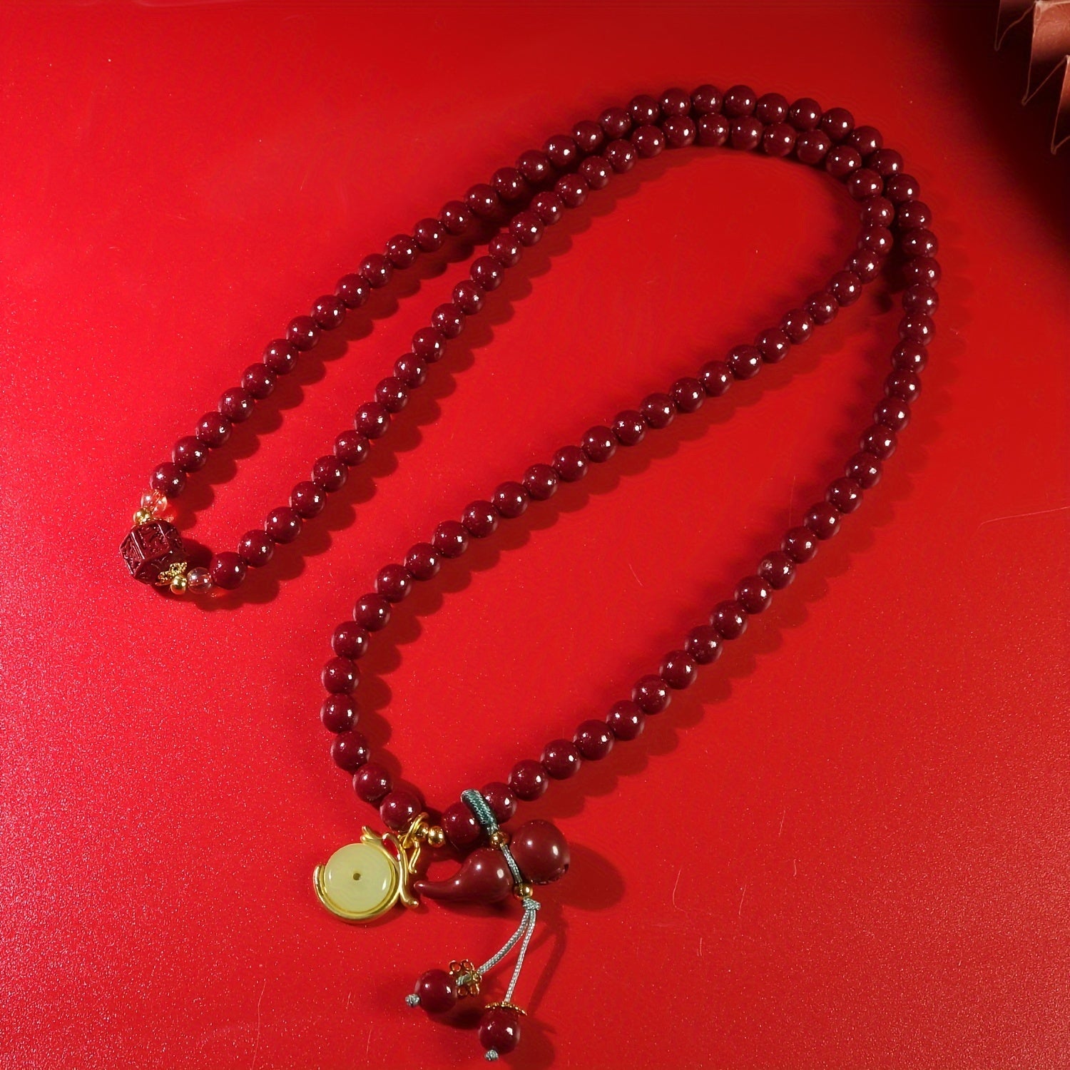 Cinnabar Bead Bracelet - Dragon Year Prosperity & Energy Talisman