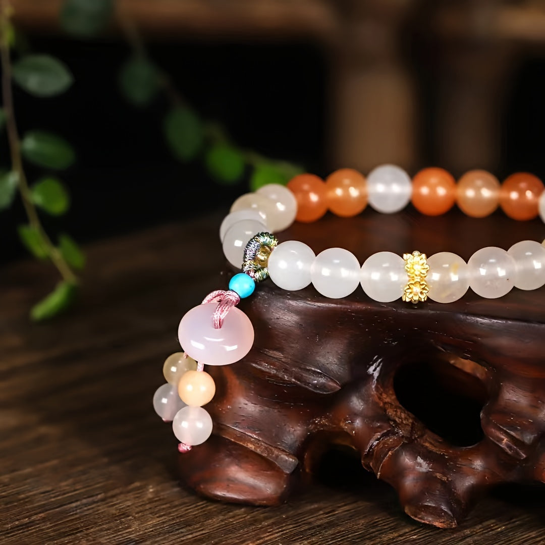 Elegant Colorful Beaded Bracelet with Peace Buckle for Men - Grounding, Protection, and Stylish Energy