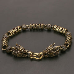 [Vintage Hollow Dragon Head Gift] Vintage Brass Dragon Head Bracelet - Traditional Chinese Style, Unique Gift for Boyfriend, Hollow Design