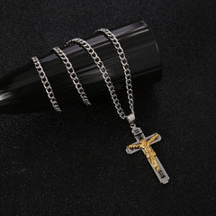Bohemian Jesus Cross Pendant Necklace — Spiritual Protection with Titanium Steel Chain