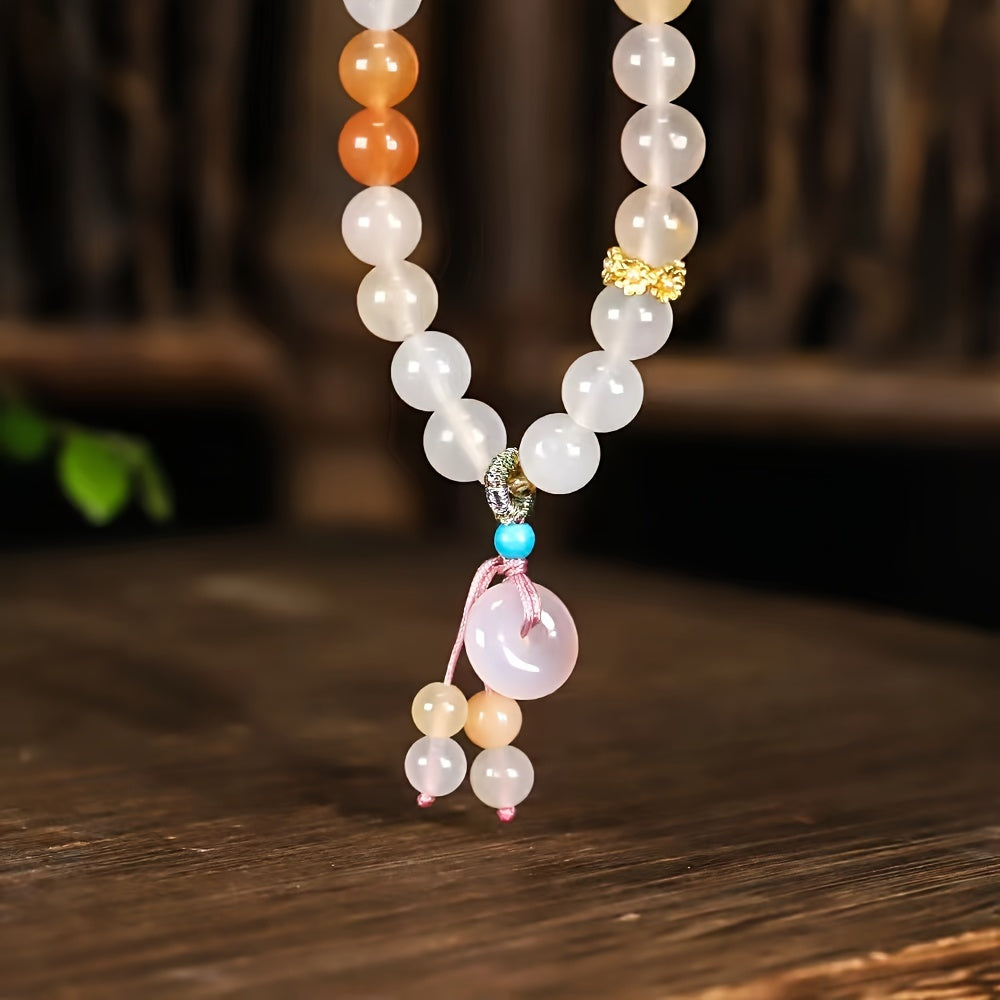 Elegant Colorful Beaded Bracelet with Peace Buckle for Men - Grounding, Protection, and Stylish Energy