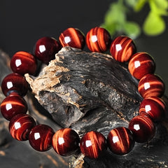 Natural Red Tiger Eye Bracelet Protection Grounding Energy August Birthstone Gift Spiritual Jewelry