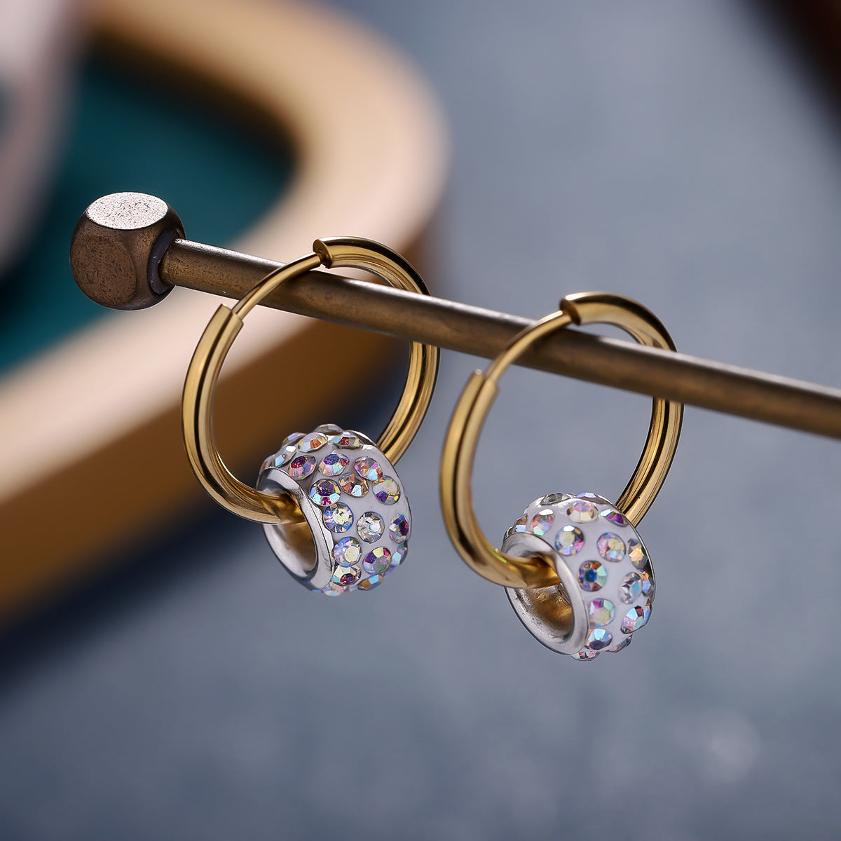 Shiny Rhinestone Round Ball Earrings for Daily Wear - Minimalist Design with Positive Energy