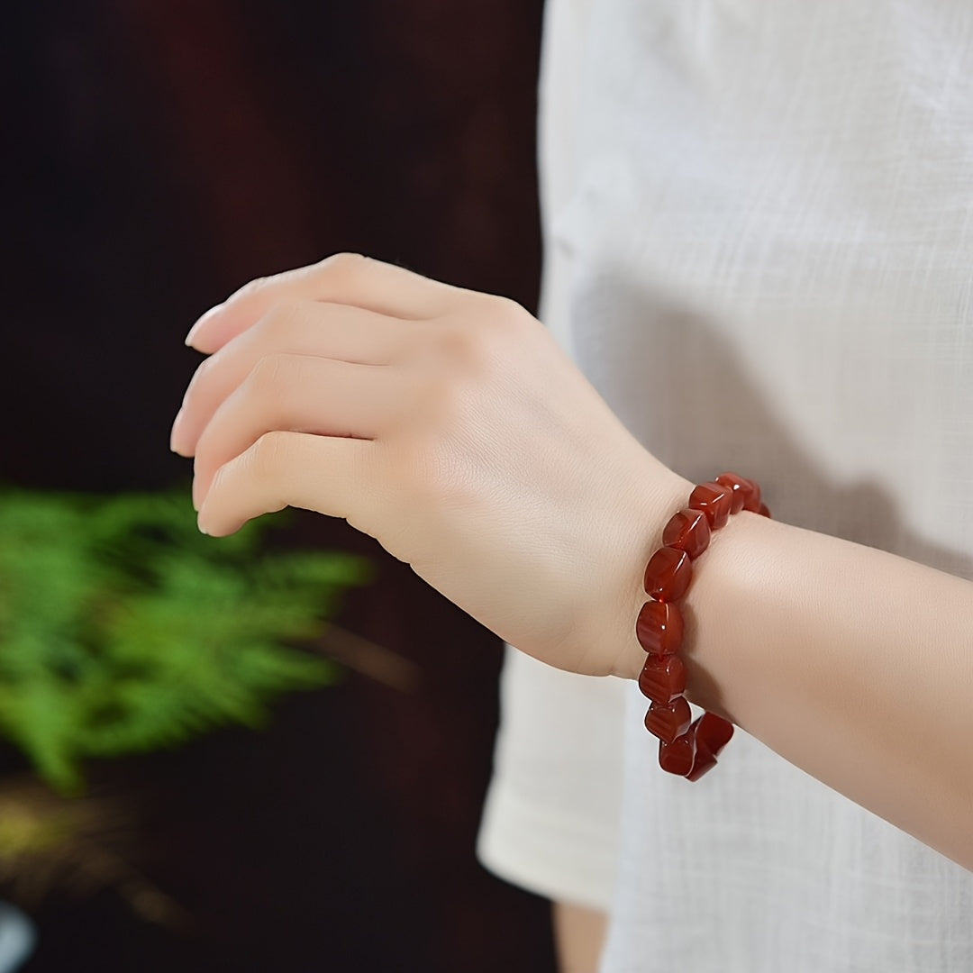 Boho Red Agate Twisted Bracelet – Natural Stone Energy for Daily Wear & Spiritual Balance