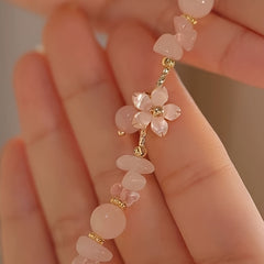 Pink Sakura Flower Charm Bracelet — Romantic Energy & Heart Chakra Harmony Jewelry