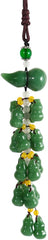Jade Harmony  Gourd Car Charm Double Blessing Feng Shui Pendan Sacred Gourd Protection Car Rearview Mirror Charm House Door and Window Decorative Pendant Chinese Traditional Style Amulet for Luck Safety (Light Green)