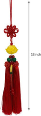 Lotus Blessing  Car Hanging Charm – Red Tassel for Wealth & Safe Travels