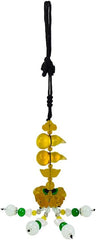 Golden Lotus Gourd  Car Blessing Charm   Feng Shui Safe Travels Amulet Lotus Gourd Jade Buckle Dangling Rearview Mirror Charms Amulet Pray for Luck Safety (Yellow)