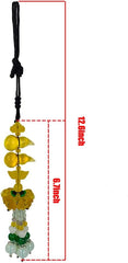 Golden Lotus Gourd  Car Blessing Charm   Feng Shui Safe Travels Amulet Lotus Gourd Jade Buckle Dangling Rearview Mirror Charms Amulet Pray for Luck Safety (Yellow)