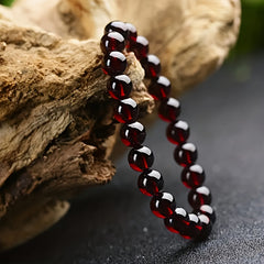 Natural Pomegranate Stone Bracelet 8-10mm Beads Teen Birthdays Holidays Energy Protection