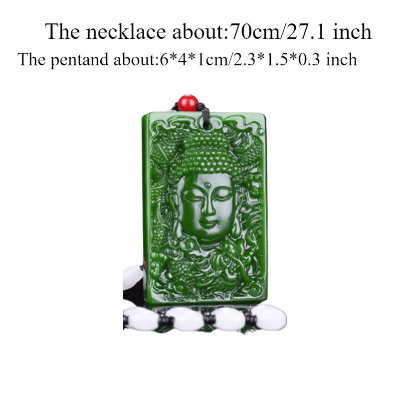 Stylish Spinach Green Pendant Necklace for Men - Good Luck Charm with Positive Energy