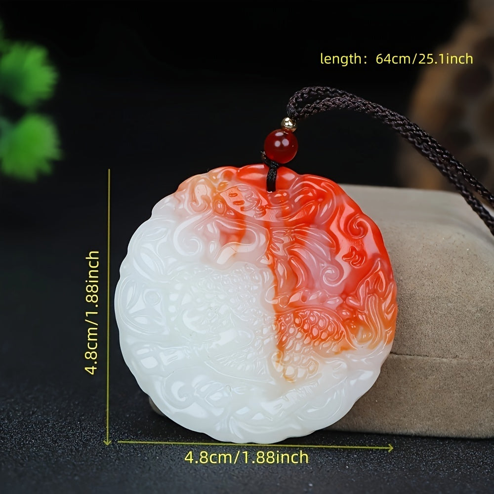 Dragon Phoenix Yin Yang Imitation Jade Pendant for Harmony, Prosperity & Spiritual Balance