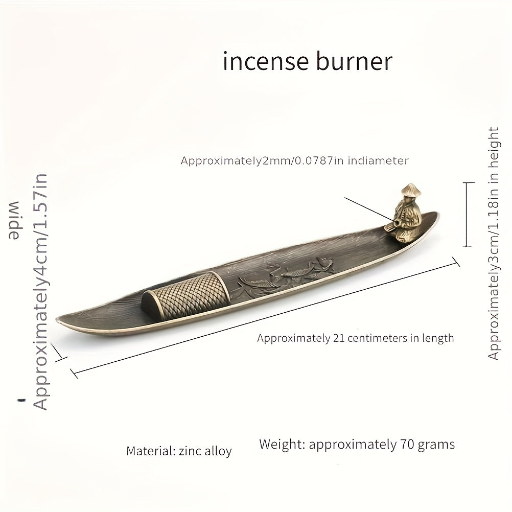Traditional Metal Boat-Shaped Incense Burner - Dragon Design for Home Decor & Holiday Energy