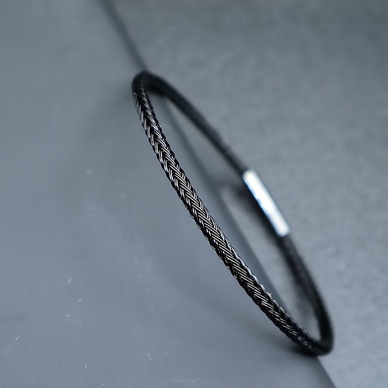 3mm Braided Stainless Steel Cable Bracelet - Minimalist Waterproof Design for Daily Protection & Energy Balance