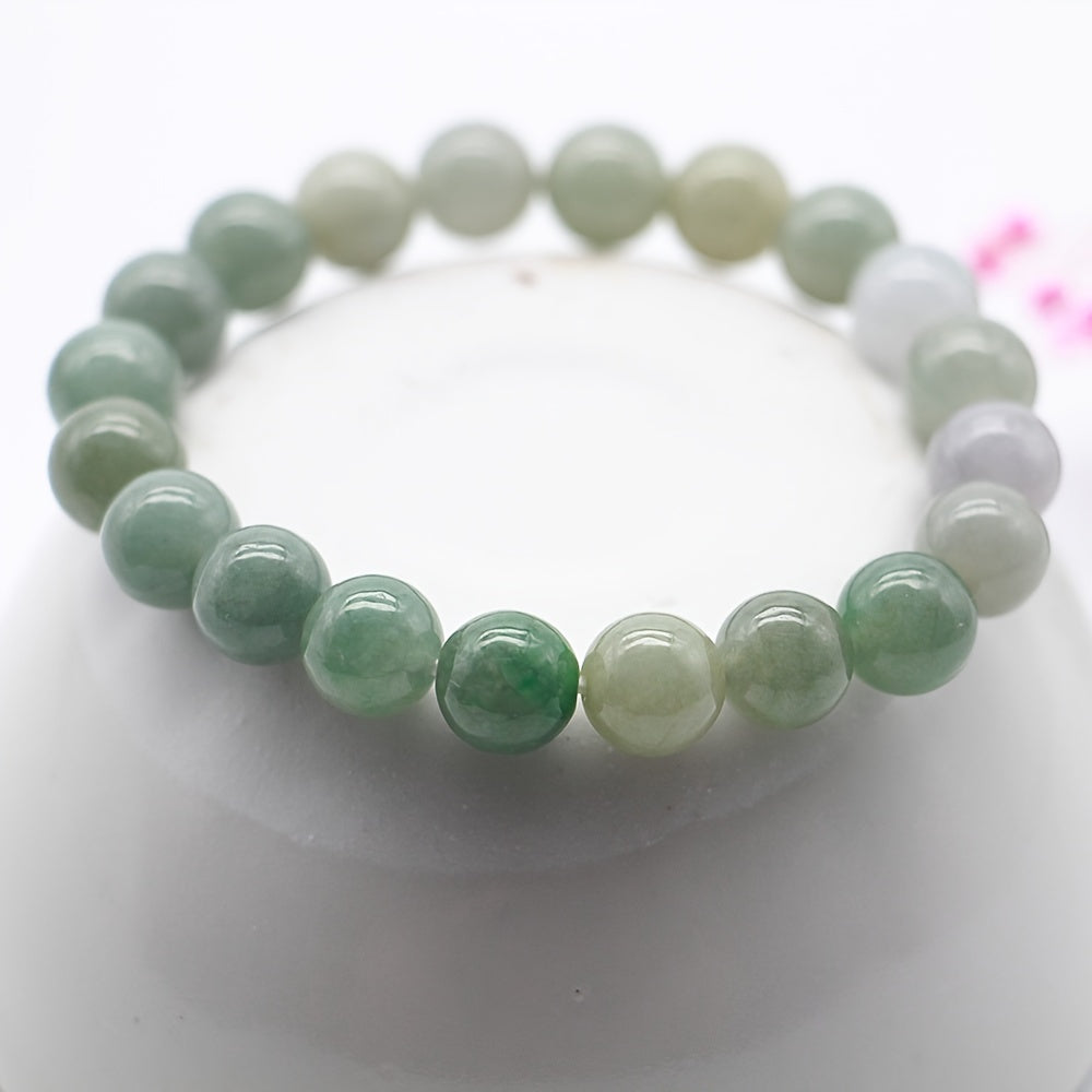 Natural Myanmar Jade Beaded Bracelet - Spiritual Energy & Harmony
