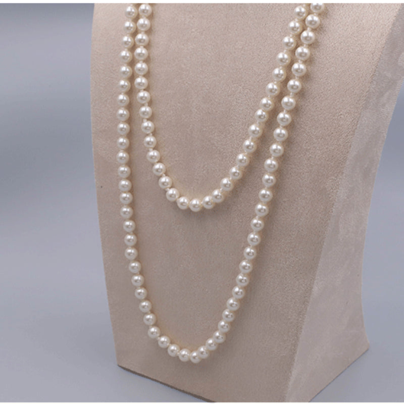 Elegant Long Necklace for Women - Versatile Sweater Chain with Smooth Beads, Timeless Birthday & Anniversary Gift for Her
