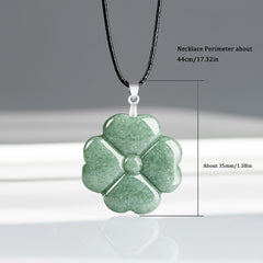 Natural Green Aventurine Four-Leaf Clover Pendant Necklace - Luck, Harmony & Spiritual Balance Amulet