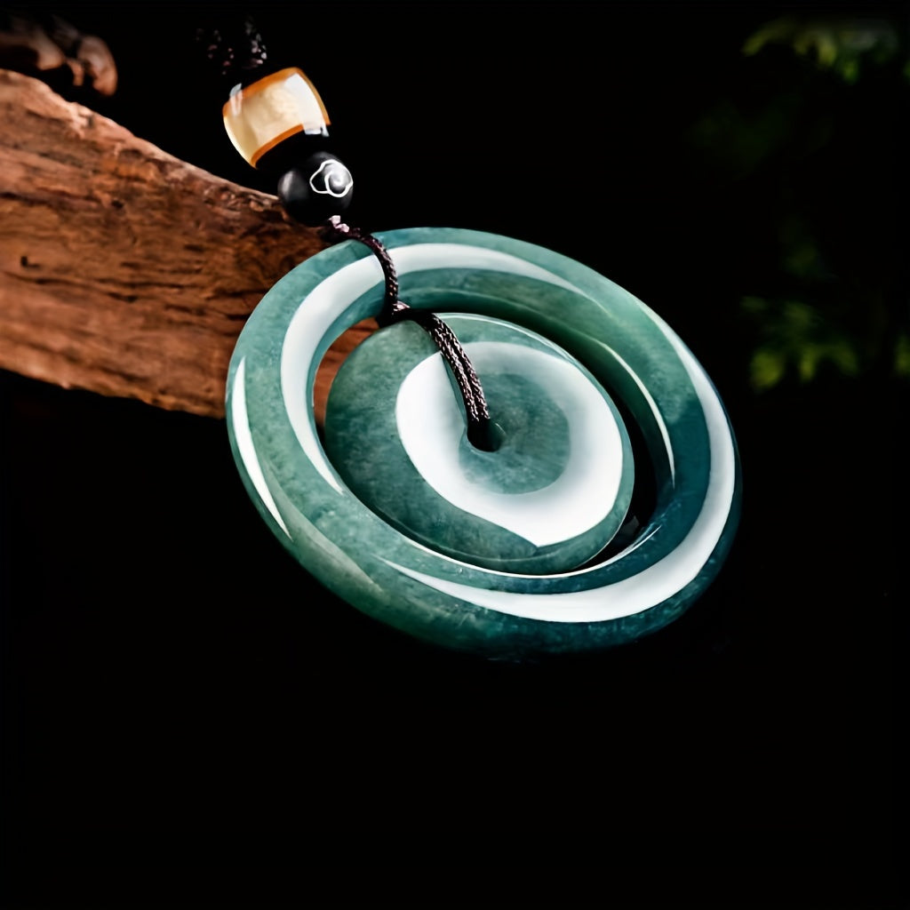 Light Green Jade Pendant Necklace for Harmony, Prosperity & Grounding