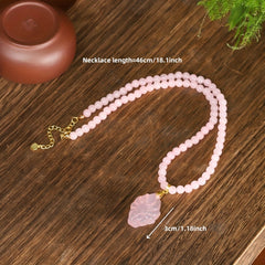 Rose Quartz Fox Pendant Necklace - December Birthstone for Love & Harmony