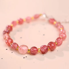 Pink & Clear Quartz Stone Bracelet - Natural Healing Energy for Love & Calm, Luxury Gift for Women