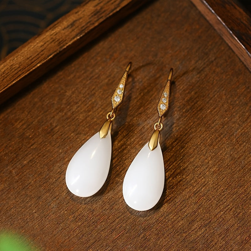 Vintage White Teardrop Earrings for Daily Elegance & Spiritual Harmony