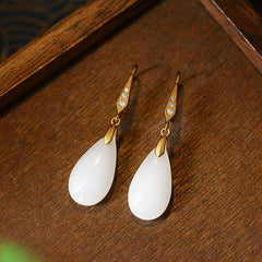 Vintage White Teardrop Earrings for Daily Elegance & Spiritual Harmony