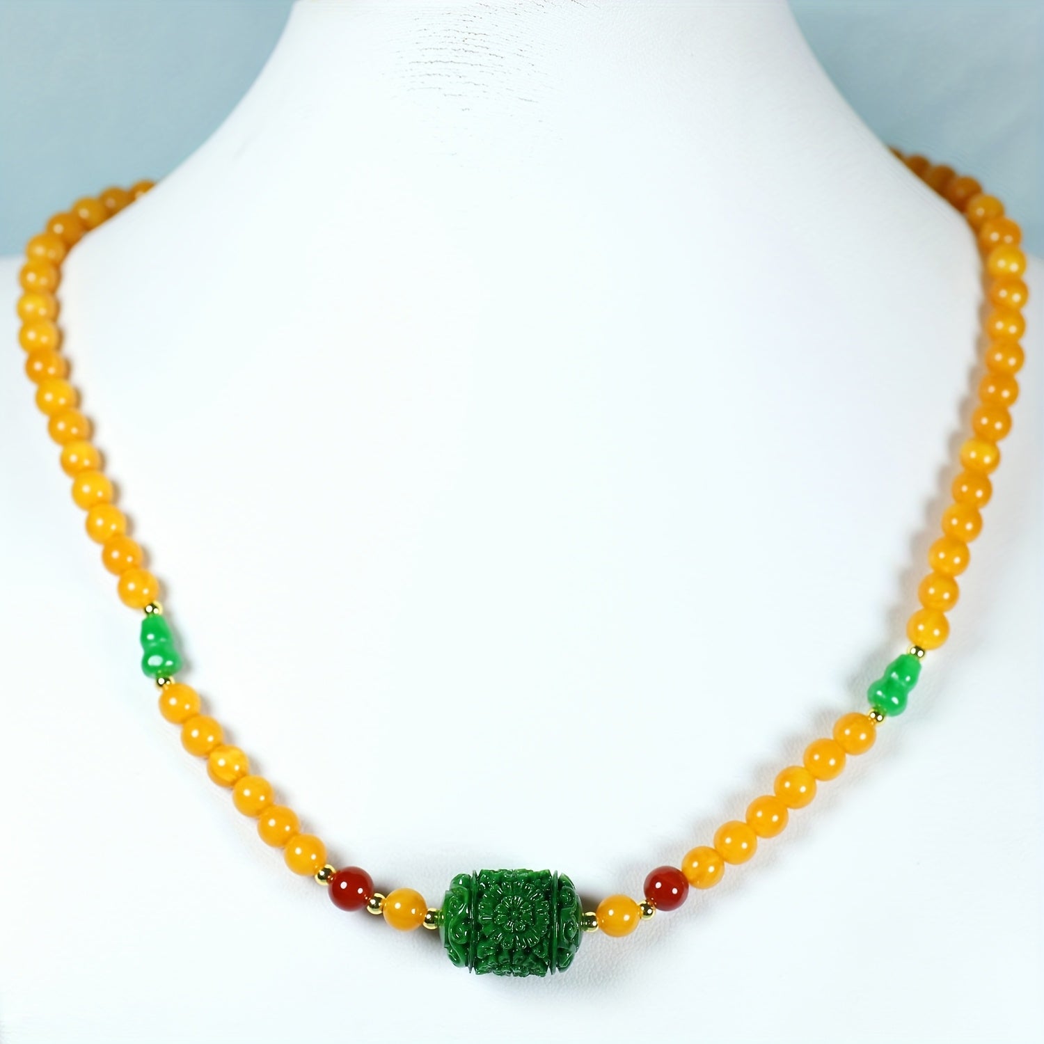 Vintage Wax Necklace - Agate Pendant for Harmony & Protection