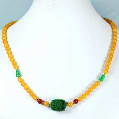 Vintage Wax Necklace - Agate Pendant for Harmony & Protection