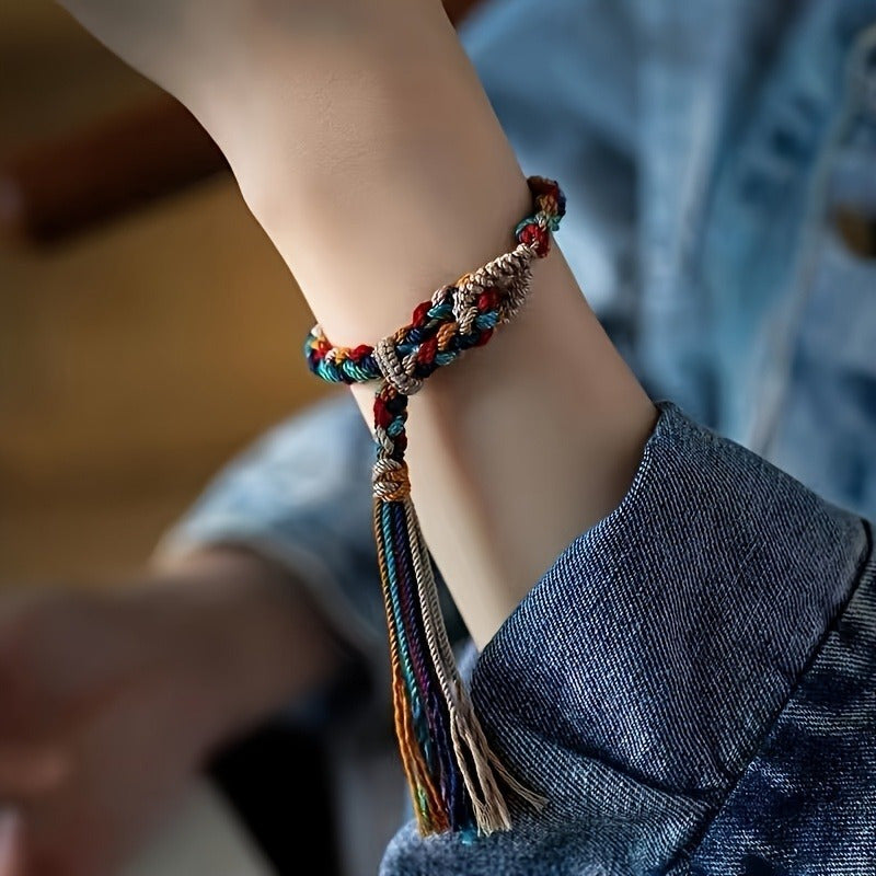 Bohemian Tribal Rope Bracelet — Harmony, Luck & Protective Energy Charm