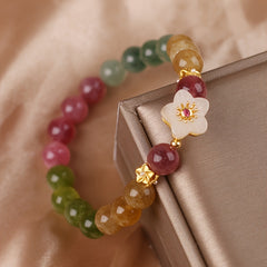 Vibrant Peach Blossom Charm Bracelet — Love & Harmony Enhancing Crystal Jewelry