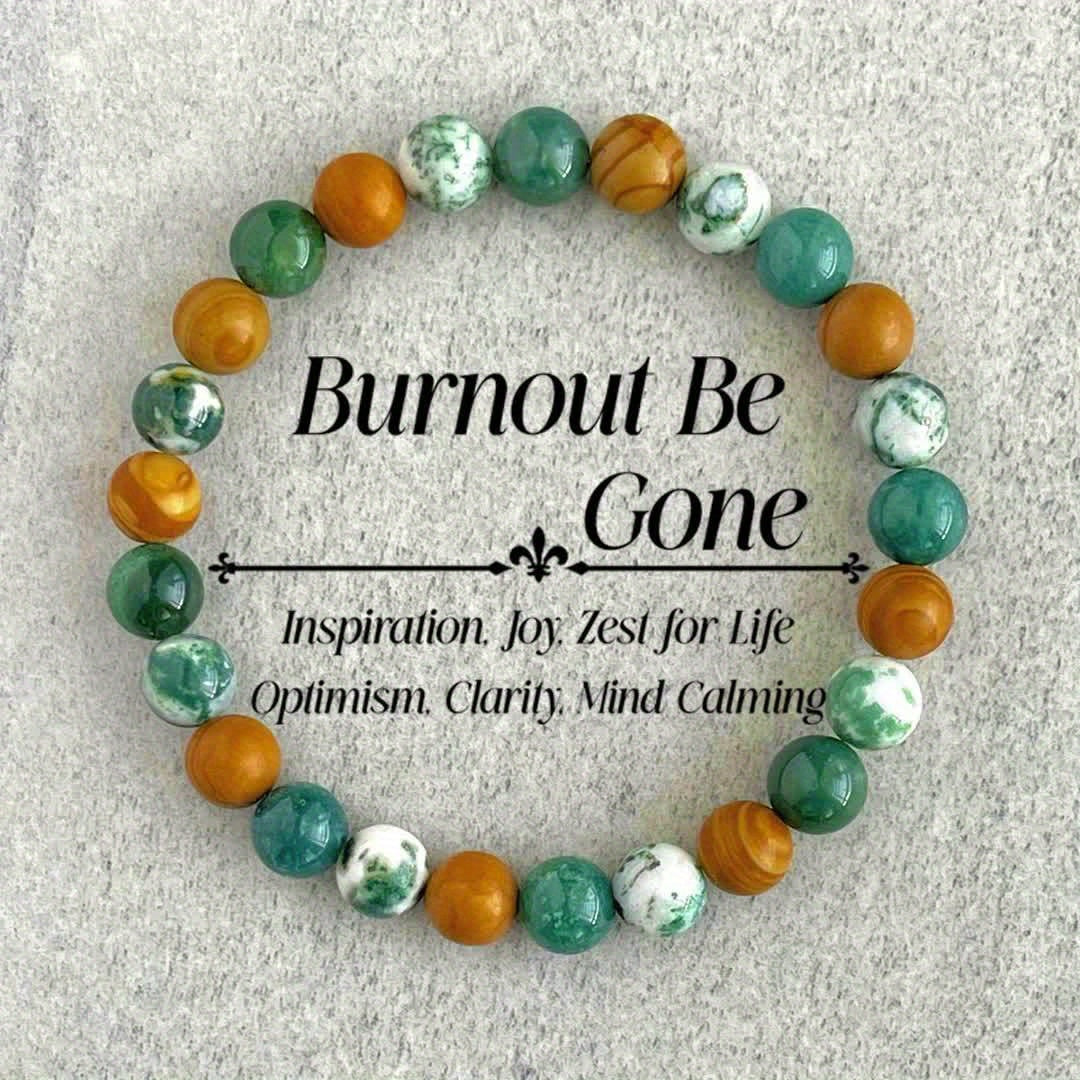 1pc Laziness Vanishing Bracelet - Moss Agate & Wooden Beads for Soul Soothing & Handmade Gift
