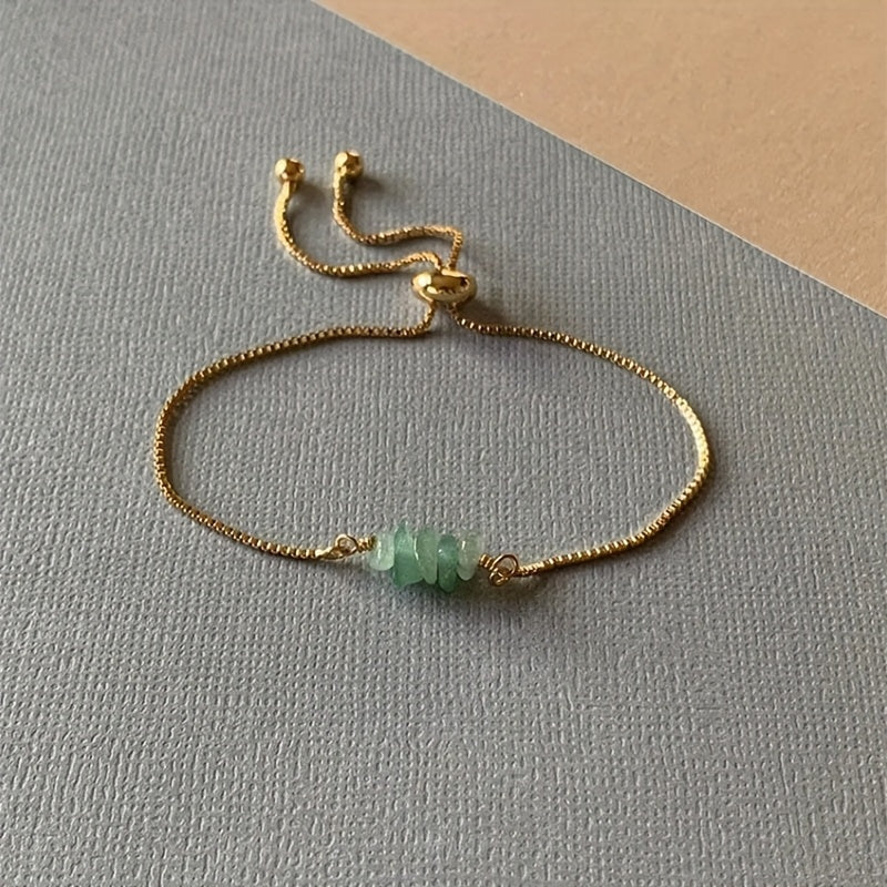 Women's Elegant Bohemian Gold & Green Bead Bracelet - Year-Round Harmony & Energy Protection