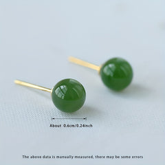 Natural Stone Stud Earrings - 6mm Green Gemstones S925 Silver for Energy Balance & Minimalist Elegance