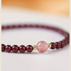 Elegant French-Inspired Natural Garnet Bead Bracelet - Love & Friendship Energy