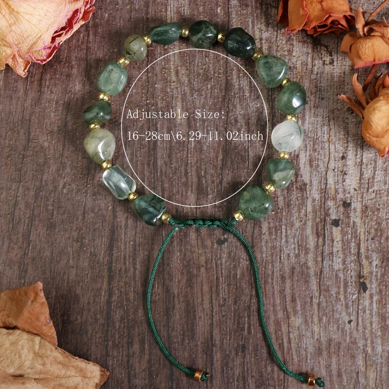 Moss Agate Raw Stone Bracelet - Natural Energy Healing Jewelry for Daily Wear & Holidays
