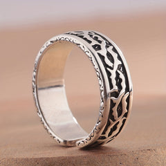 Adjustable Thorn Cross Ring for Teens | Vintage Bronze Plant-Inspired Energy Jewelry