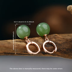 Natural Stone Earrings - 9-10mm Green Round Stones with S925 Silver for Energy Balance & Harmony