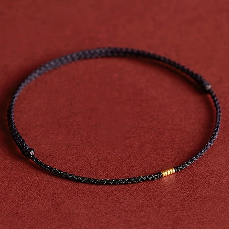 Handmade Bohemian Braided Bracelet - Black & Gold Lucky Charm for Harmony & Protection