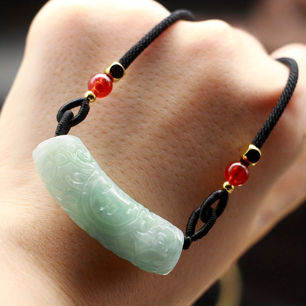 Natural Stone Curved Pendant Necklace - Harmony Energy & Protective Talisman for Daily Wear
