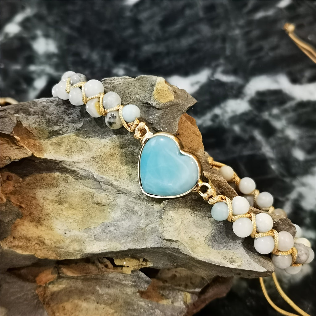 Natural Stone Love Heart Bracelet - Elegant Energy for Women’s Daily Wear