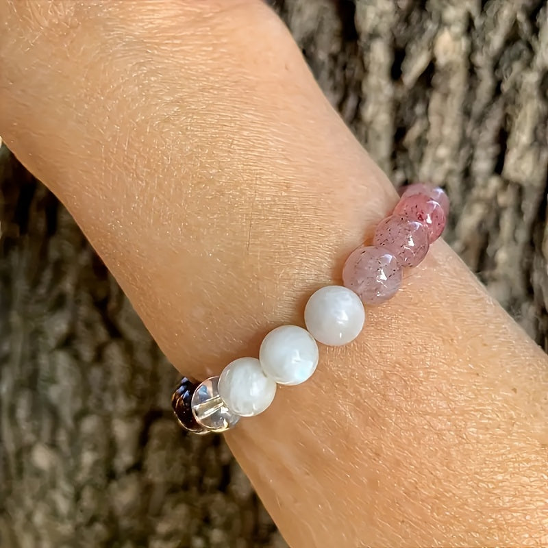 Strawberry Quartz Moonstone Bracelet - Spiritual Energy & Elegant Design for Casual Wear