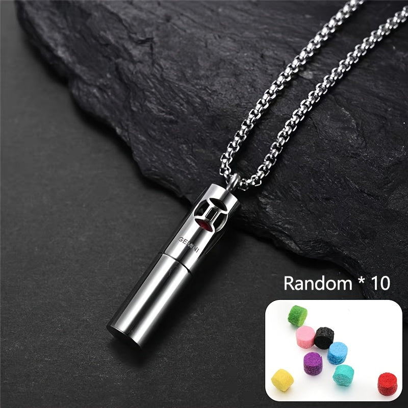 12 Constellation Series Creative Fragrance Necklace - Silver-Tone Perfume Pendant for Emotional Balance & Spiritual Harmony