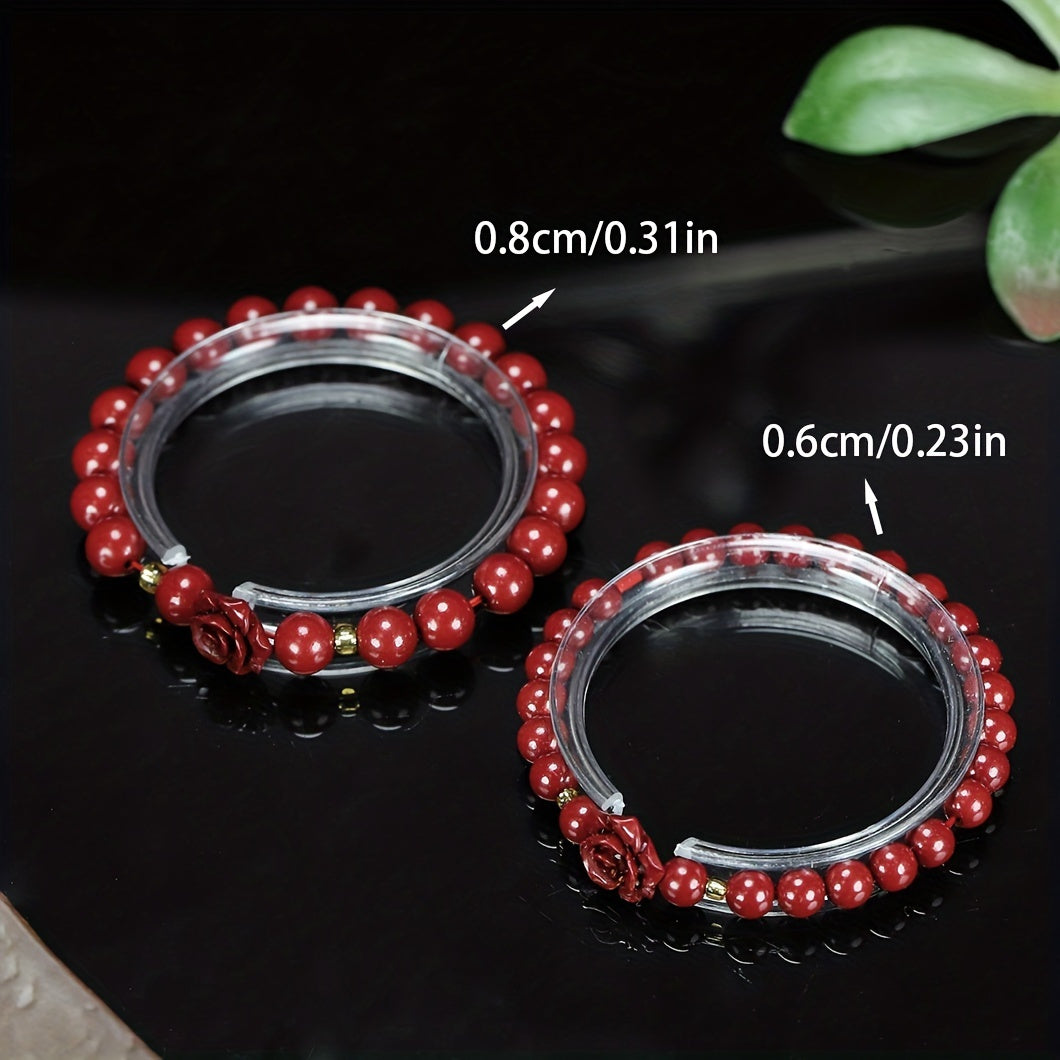 Rose Cinnabar Beaded Stretch Bracelet - Amass Fortunes with Natural Energy